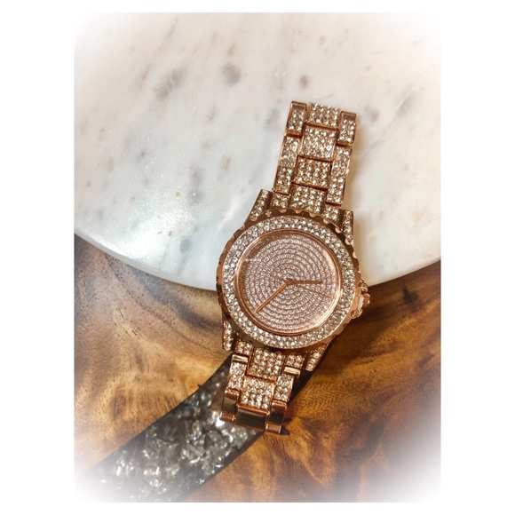 Jewelry - Rose Gold Crystal Covered Watch